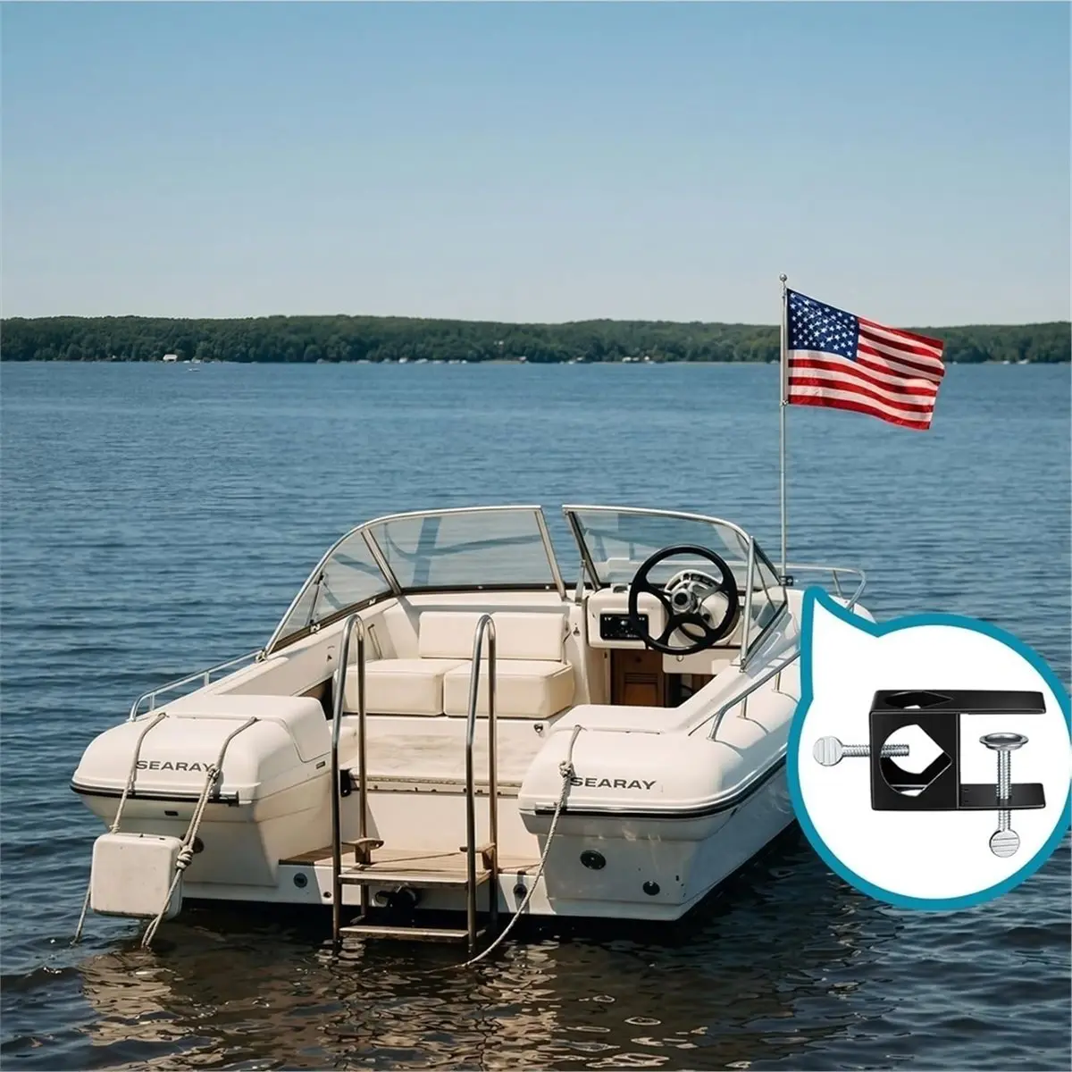 Home Tool 2 Pack Boat Flag Pole Holder Adjustable Stable Metal Boat Flag Pole Black Mount Holder Boats Accessories