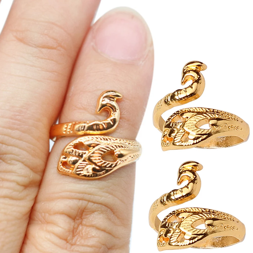 Peacock Open Ring Knitting Loop Crochet Fish Finger Wear Thimble Yarn Adjustable Fining Tools Creative Rings Jewelry For Women