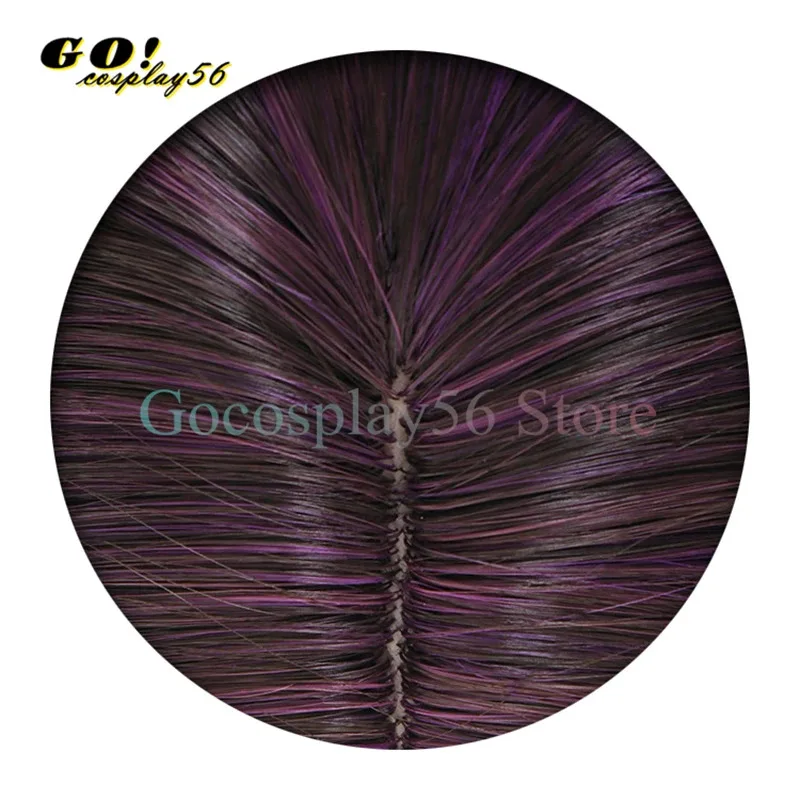 2025 yiyiAnime خادمة شعر مستعار تأثيري مختلط الأرجواني قصير الجزء الأوسط مقاومة للحرارة الاصطناعية جوي إلما الشعر #5