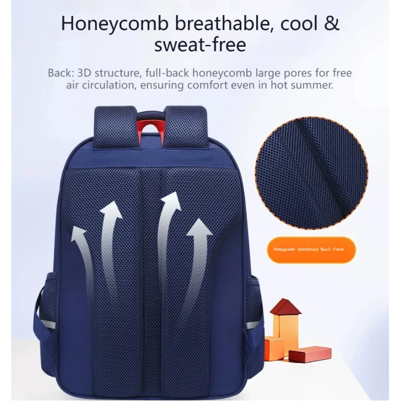 Binnes New School Backpack Spine Protection Load Reduction Wear Resistant Oxford Cloth Bns 6083 Fits Pad For Primary Campus Use