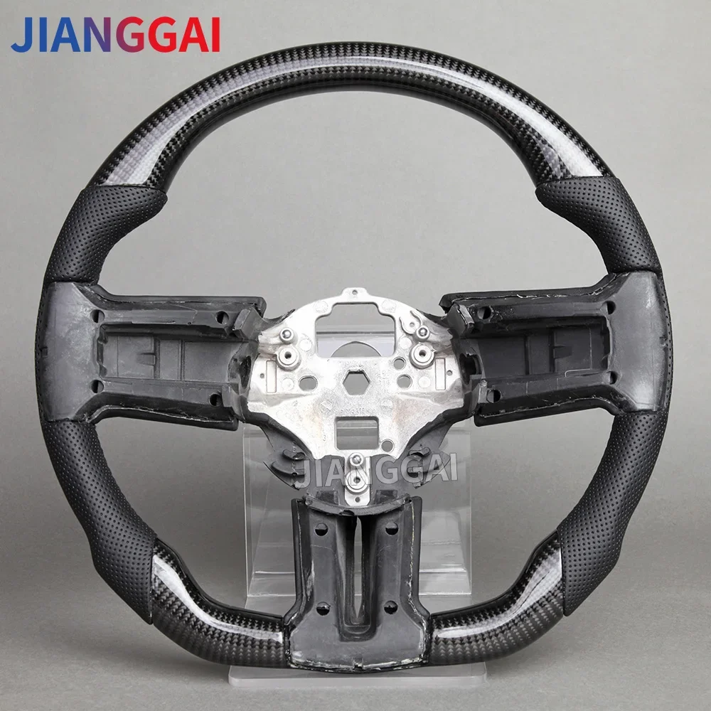 

Carbon Fiber Steering Wheel For Ford Mustang GT 2010 2011 2012 2013 2014 Carbon Fiber Sport Wheel Flat Bottom Perforated Leather