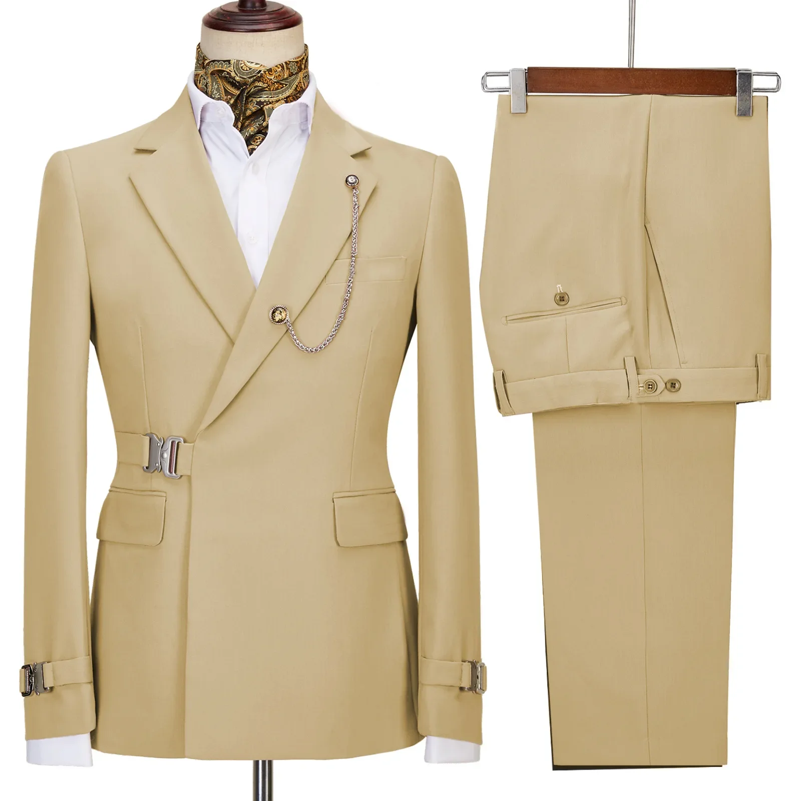 2024new casual men\'s suit slim two-piece business Korean version of the groom and best man wedding dress wedding suits for men