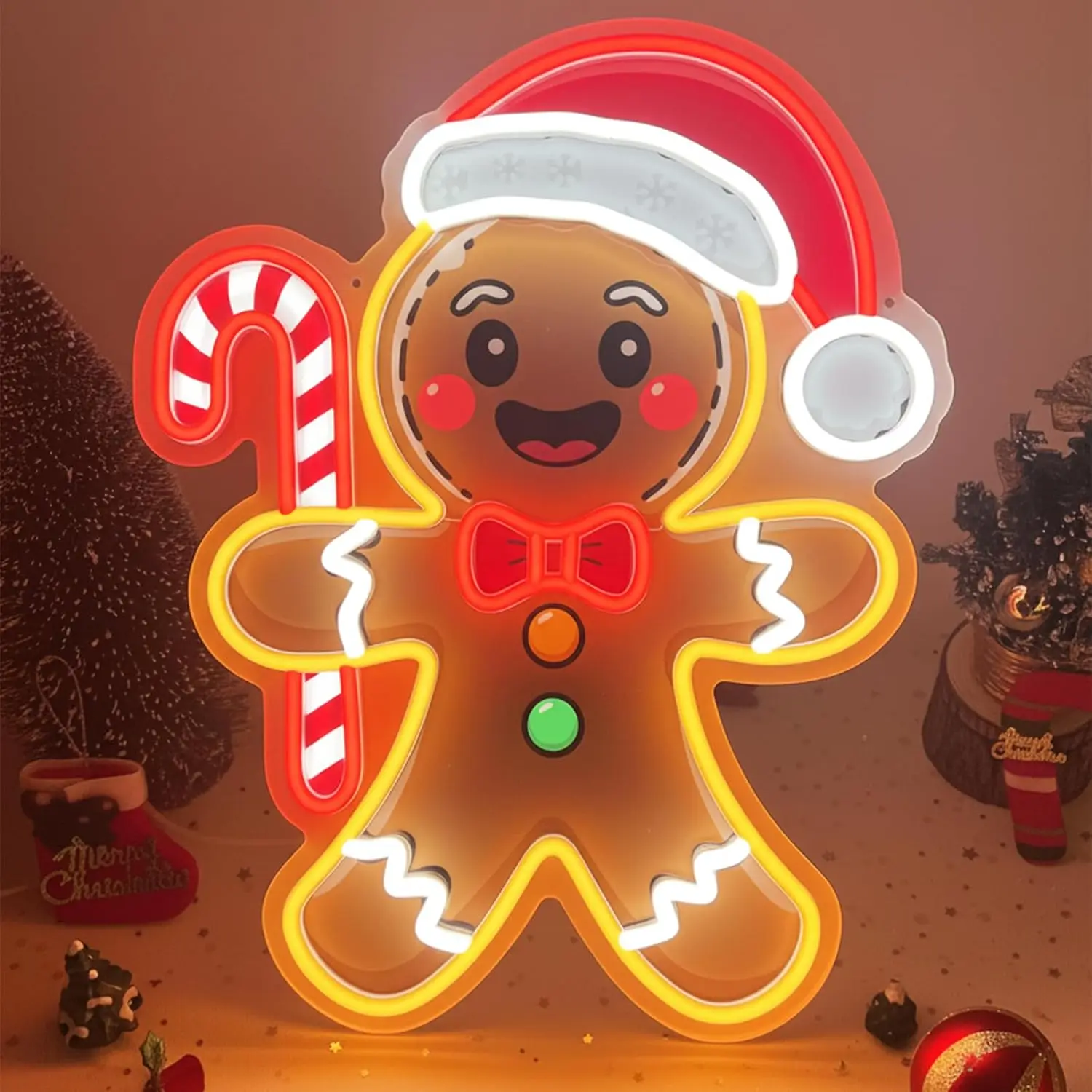 ジンジャーブレッドマン-ネオンサイン-uvプリント-ledネオンライト-usb調光式-ホリデーパーティー-子供部屋-窓-新年-クリスマス-壁飾り