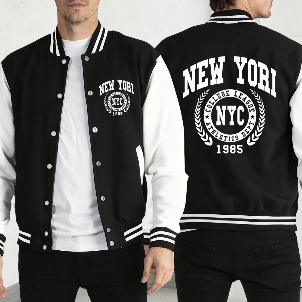 

New York Nyc 1985 City Graphic Jacket For Men Vintage Loose Baseball Jersey Fashion Casual Streetwear Unisex Comfortable Coats