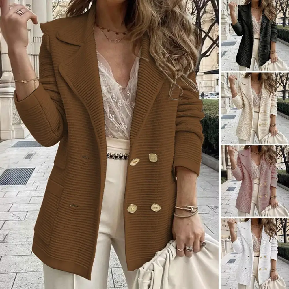 

Женская модная повседневная куртка-пальто с длинным рукавом, отложным воротником и пуговицами для женщин, осенне-зимняя женская одежда