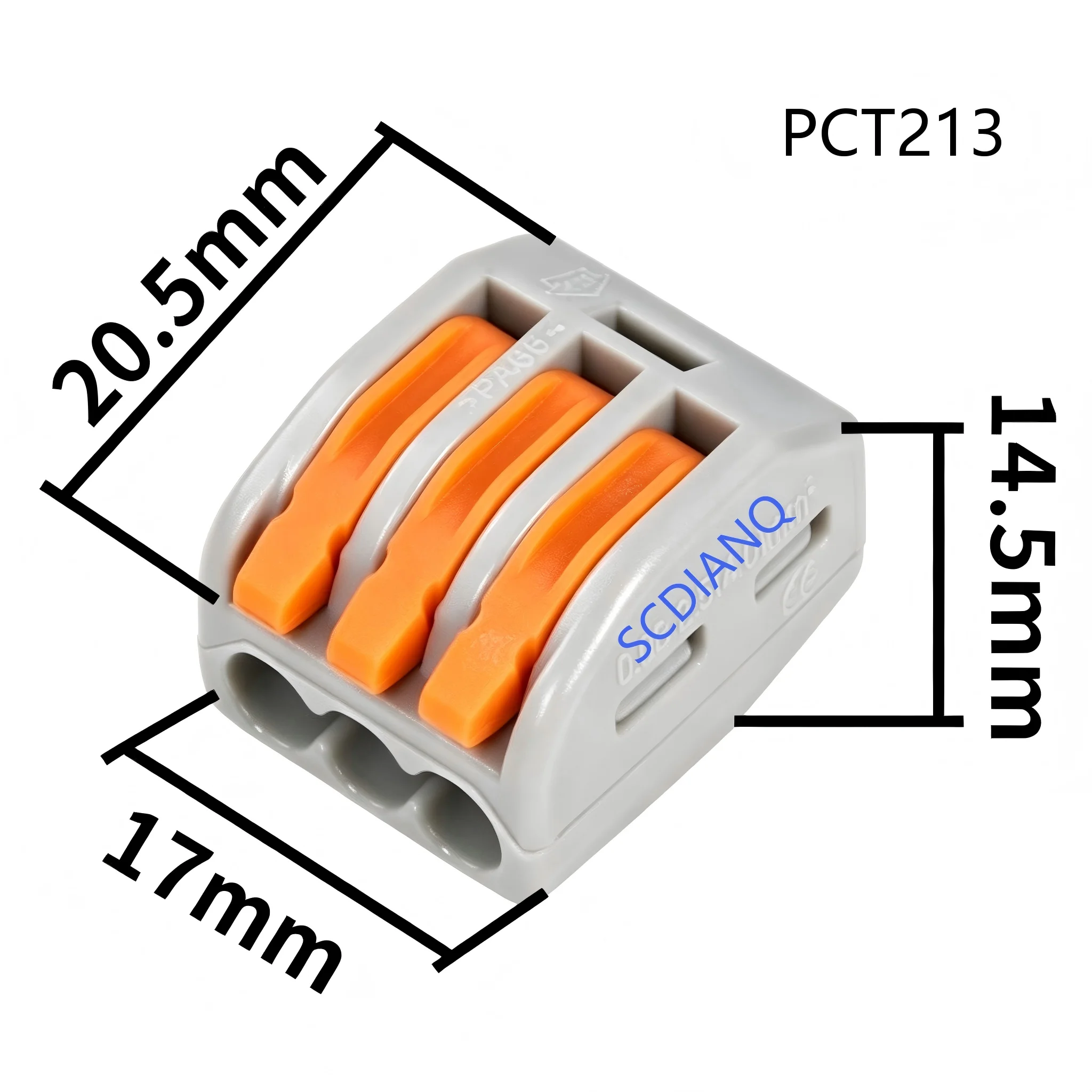 PCT213 Push-in Wire Connector Quick Parallel Splitter Universal Electric Junction Block Lamp Wire Terminal Cable Connection