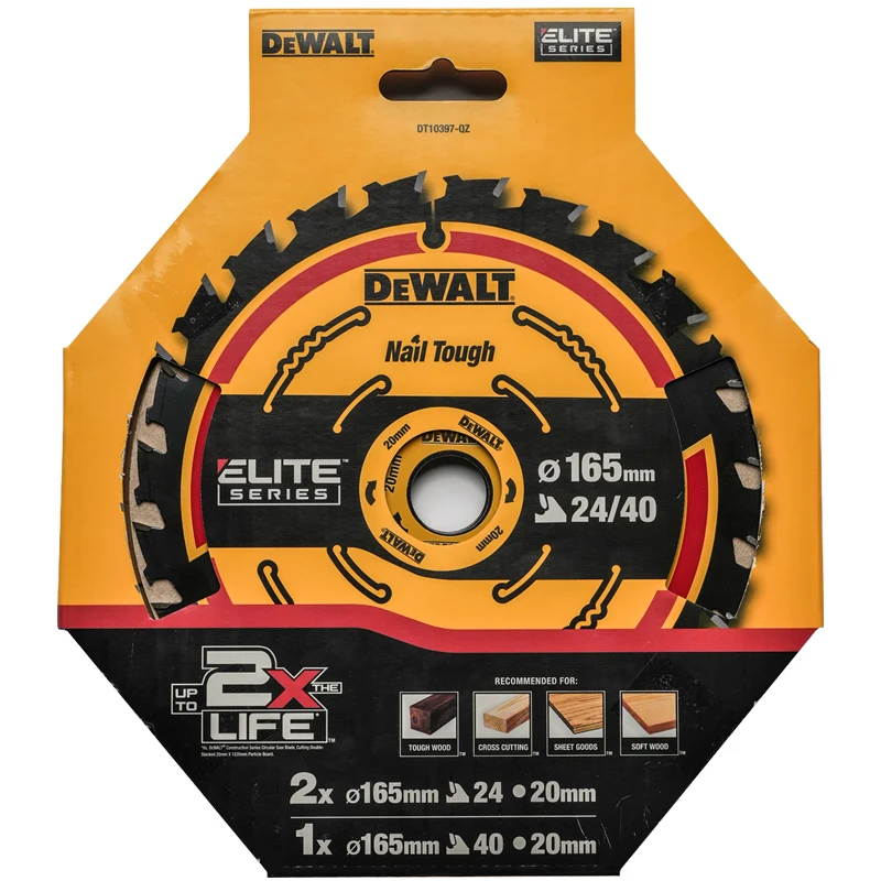 DEWALT DT10397 Electric Circular Saw Blade 165mm 40/24T Carpentry Specific 3pk Cutting Dics For DCS391