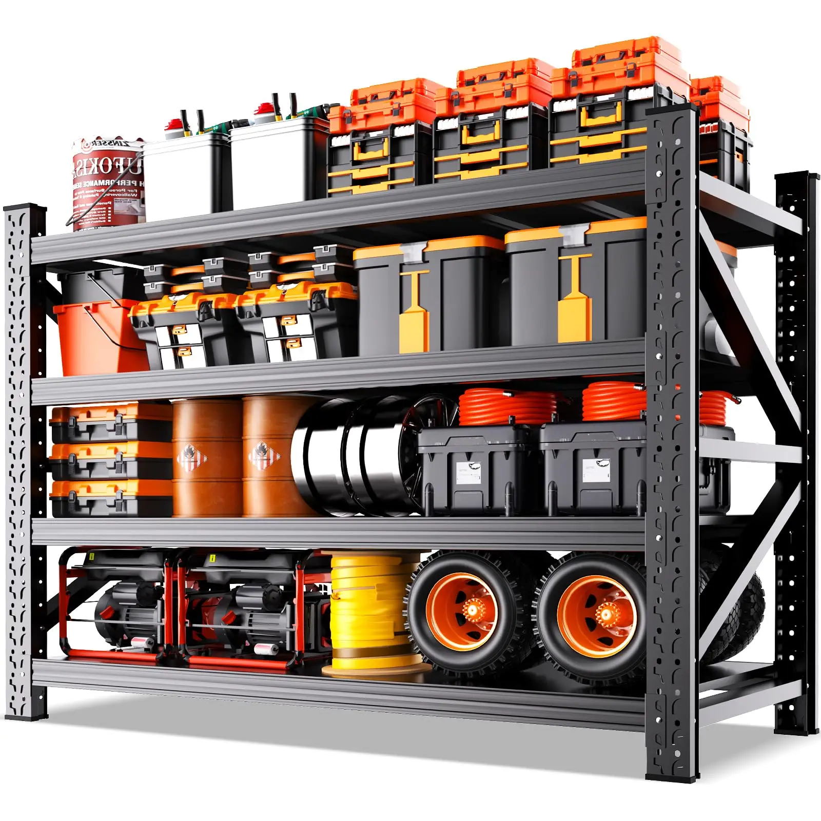 5000LBS Heavy Duty Storage Shelves, 4 Tier Garage Shelving Metal Shelving Unit,Adjustable Heavy Duty Shelving for