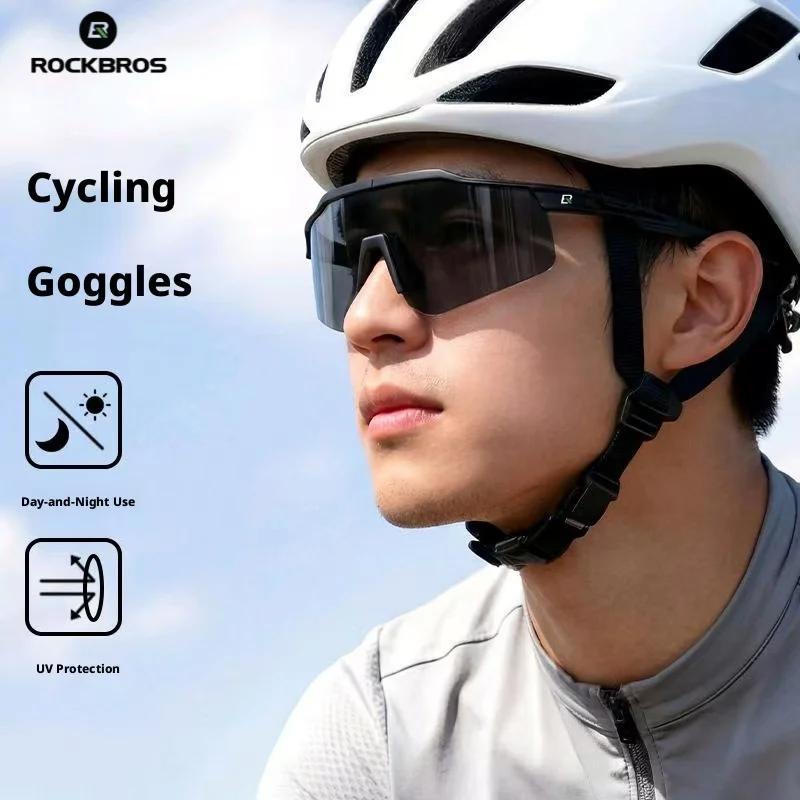 ROCKBROS HD Riding Goggles Intelligent Color Changing Day Night Dual-Use UV Resistant Windproof Sandproof for Cycling Motorcycle