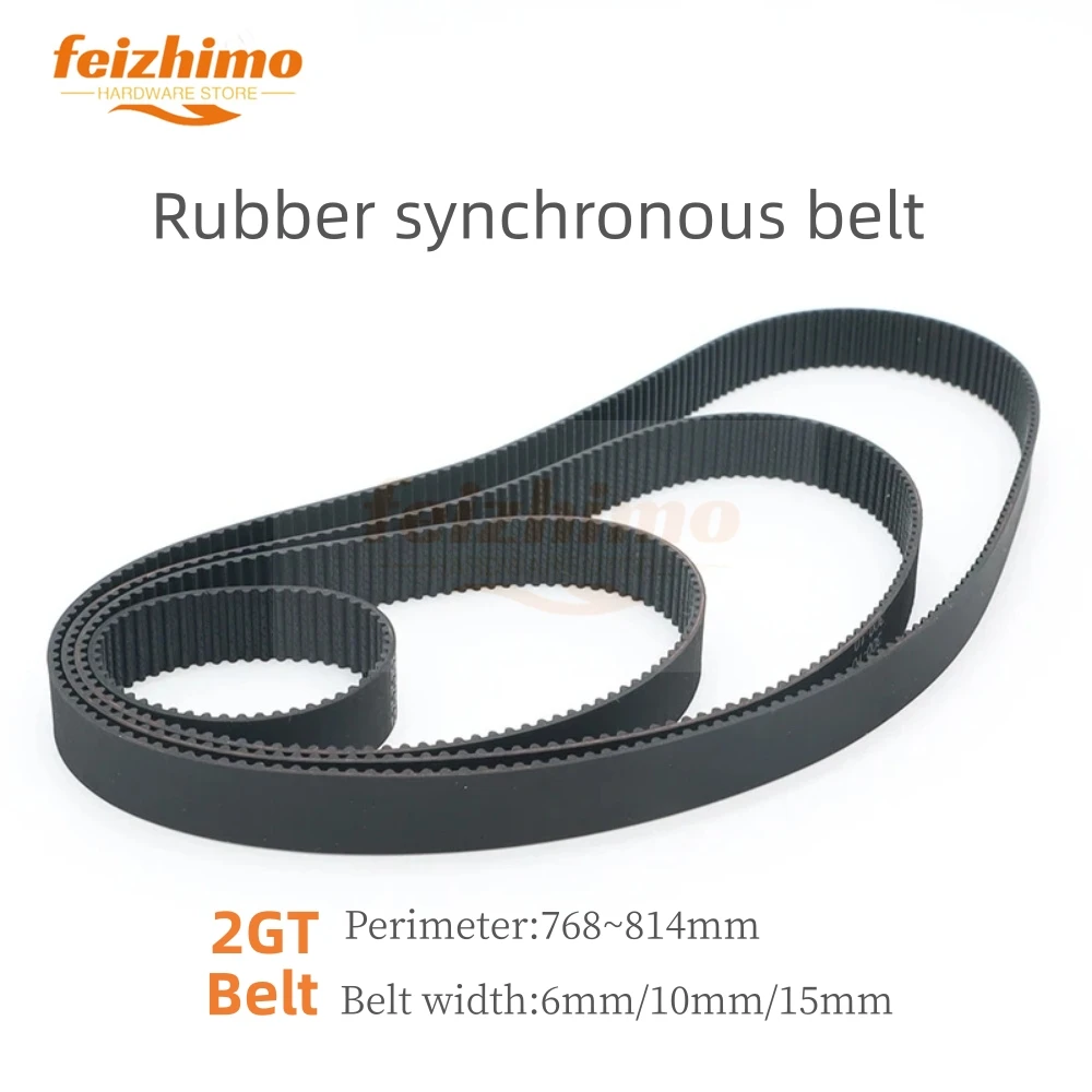 3D Printer Accessory Suitable For 2GTGT2 Width 6/9/10mm Black Rubber Belt Synchronous Belt Circular Belt Circumference 768-814mm