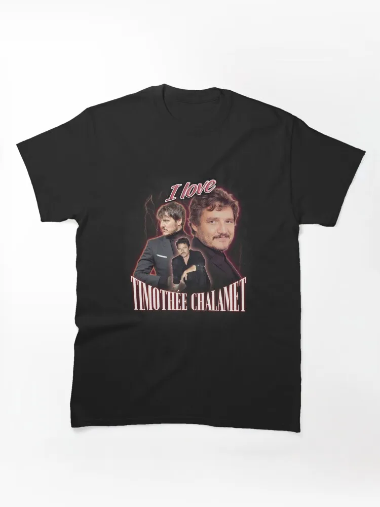 I Love Timothee Chalamet Pedro Pascal Cursed Collage Vintage 90s Graphic T-Shirt Unisex Funny Cursed Meme Tee Meme Tops