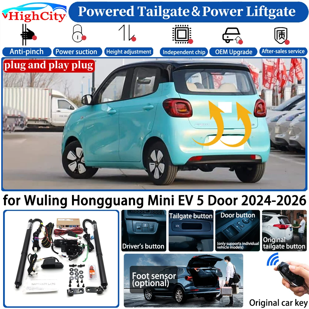 for Wuling Hongguang Mini EV 5 Door 2024-2026 Automatic Smart Powered Tailgate Power Liftgate System Intelligent Trunk Lift Kit