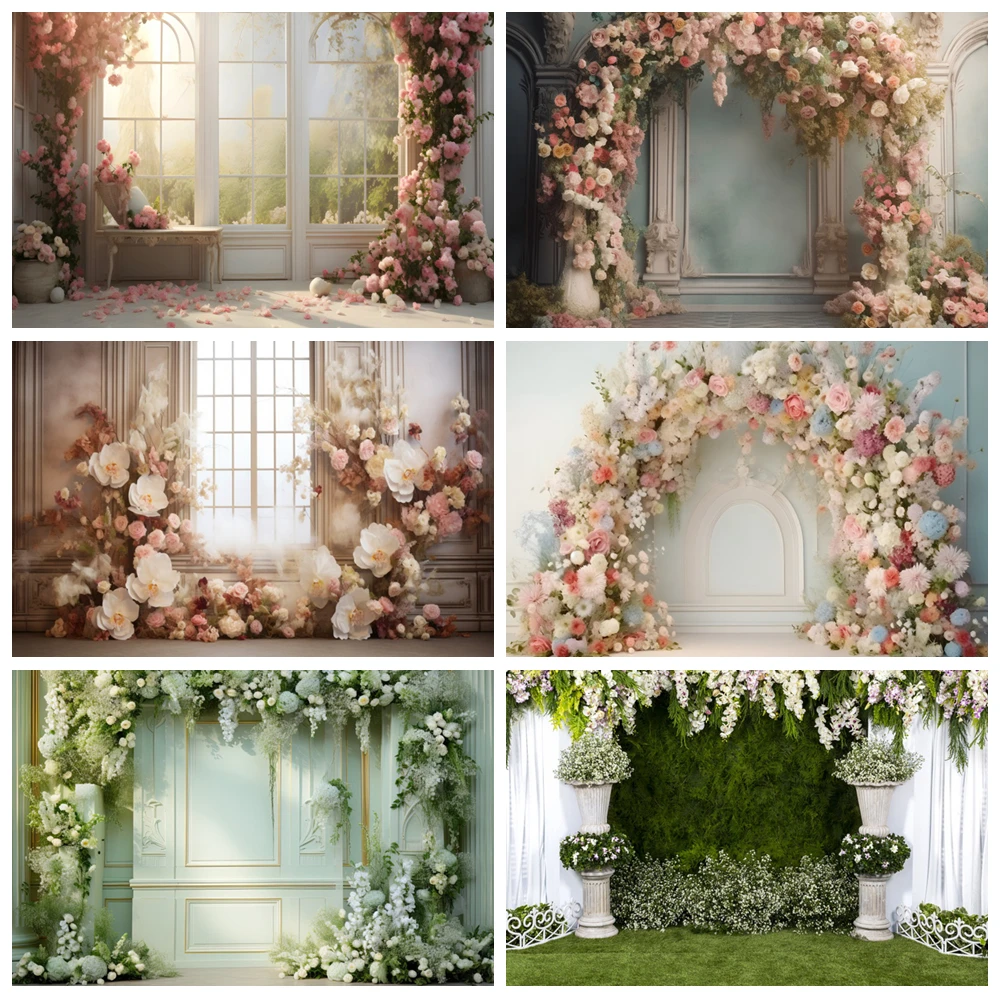 

Pink Peony Floral Backdrops Romantic Scenery Valentine Wedding White Rooms Maternity Portrait Photography Background Supplies