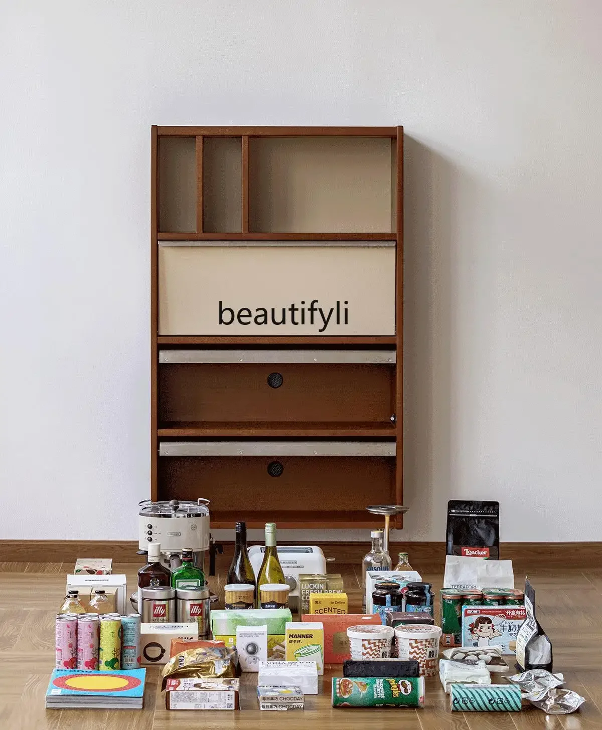

Side cabinet storage retro color matching storage dining side cabinet bookcase shelf living room