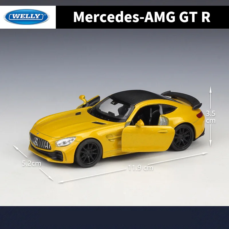 Welly 1:36 Mercedes-Benz AMG GT R Alloy Sports Car Model Diecast Metal Toy Vehicle Car Model Simulation Collection Children Gift