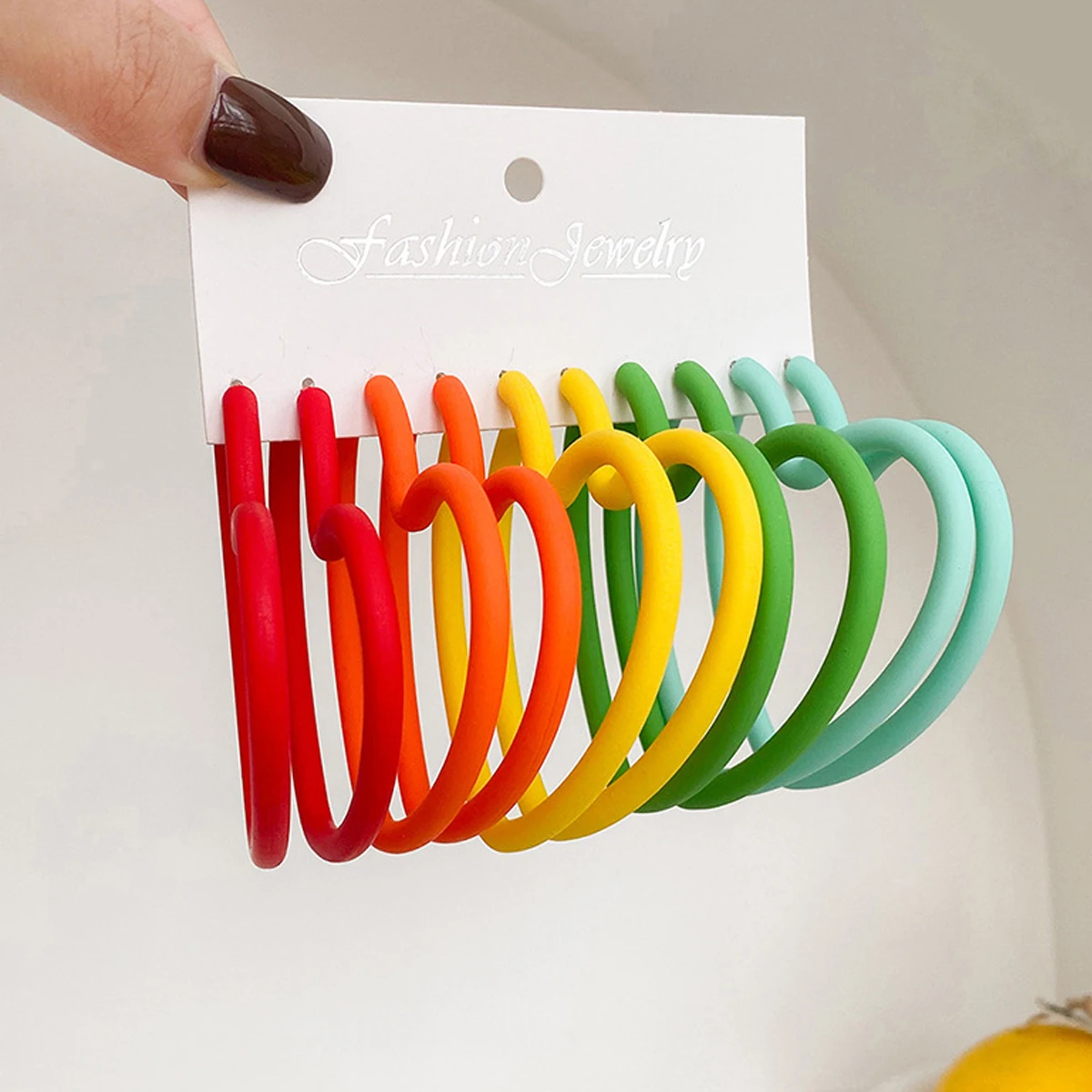 5 Pair/Set Y2K Hoop Earrings  For Women Dopamine Color Acrylic  Hoop Earring Light weight Jewelry Gift