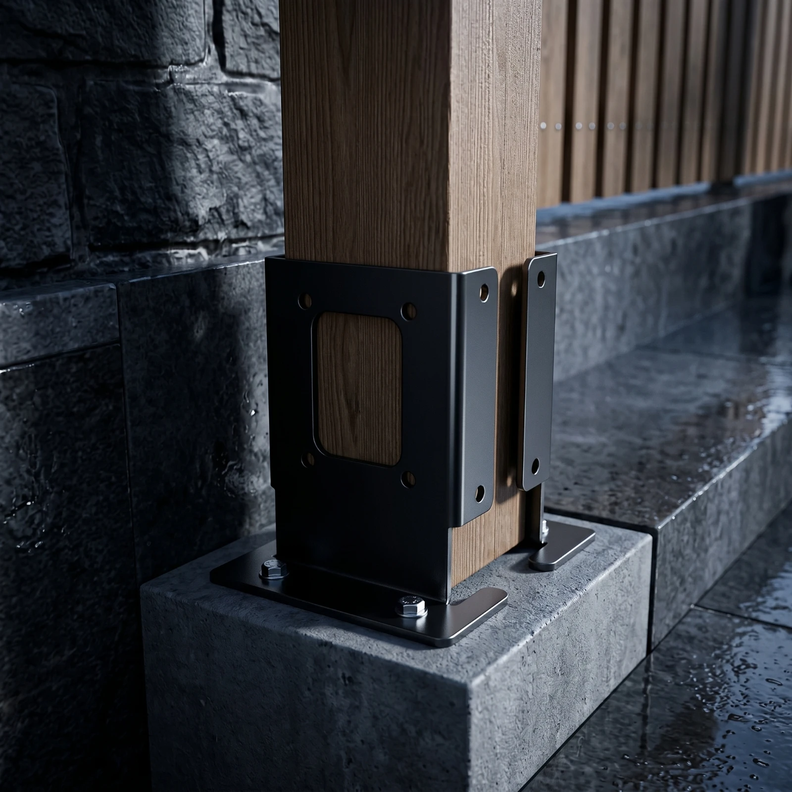 2 Pieces Post Base Bracket Bolt-on Post Base with Socket Heavy-Duty Carbon Steel for DIYers, Decks, Fences
