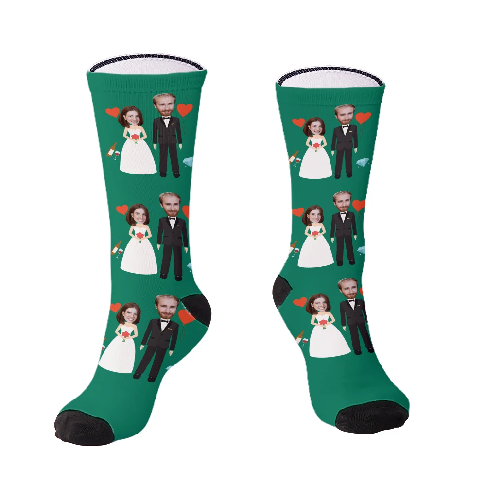 Customized wedding socks personalized fashion fun happy socks 40 cm 46 cm customized gift socks for men and women