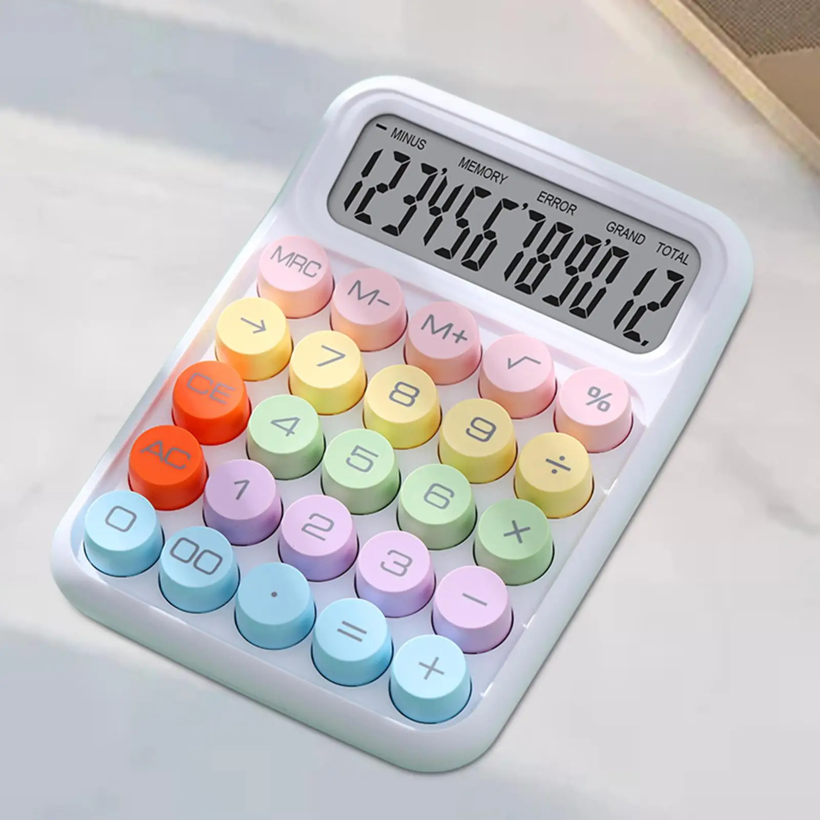 12-Digit Mechanical Calculator with Non-Slip Surface for Office And Home