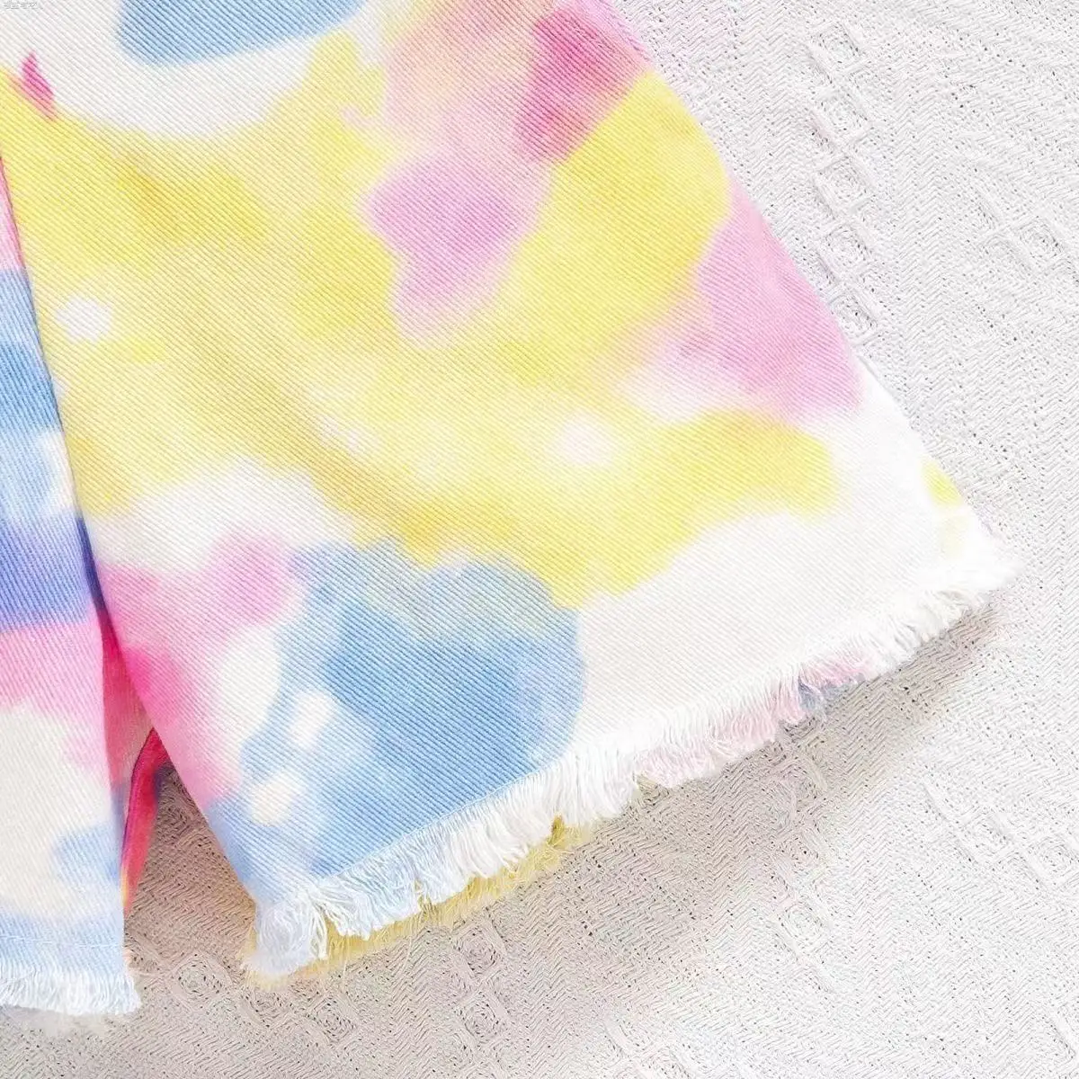 مجموعة ألوان الفتيات لربيع وخريف 2025 أزياء أجنبية جديدة للأطفال ربطة عنق صبغ تقليد الدنيم طقم مكون من قطعتين 4-7 سنوات #4