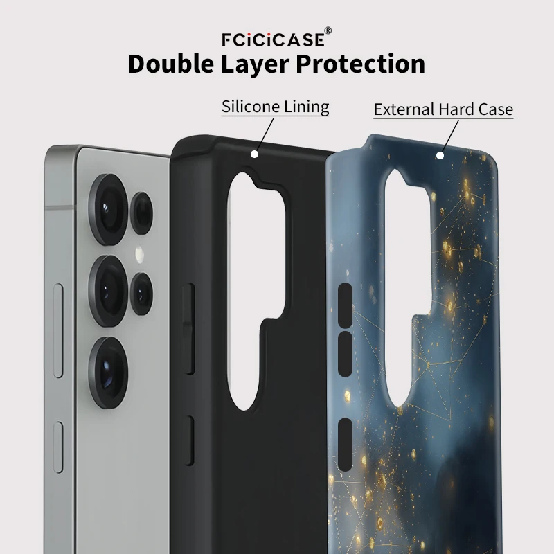 Fcicicase ماتي الاكريليك قضية الهاتف لسامسونج غالاكسي S25 زائد S25 + S24 الترا S20 FE S23 السماء النجوم نمط غطاء مقاوم للصدمات #2