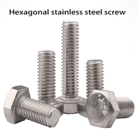 1/2/5/10/20pcs M14  M16 M18  M12 DIN933 304 Stainless Steel Hexagon Head Bolt Full Thread External Hex Hexagon Head Screws