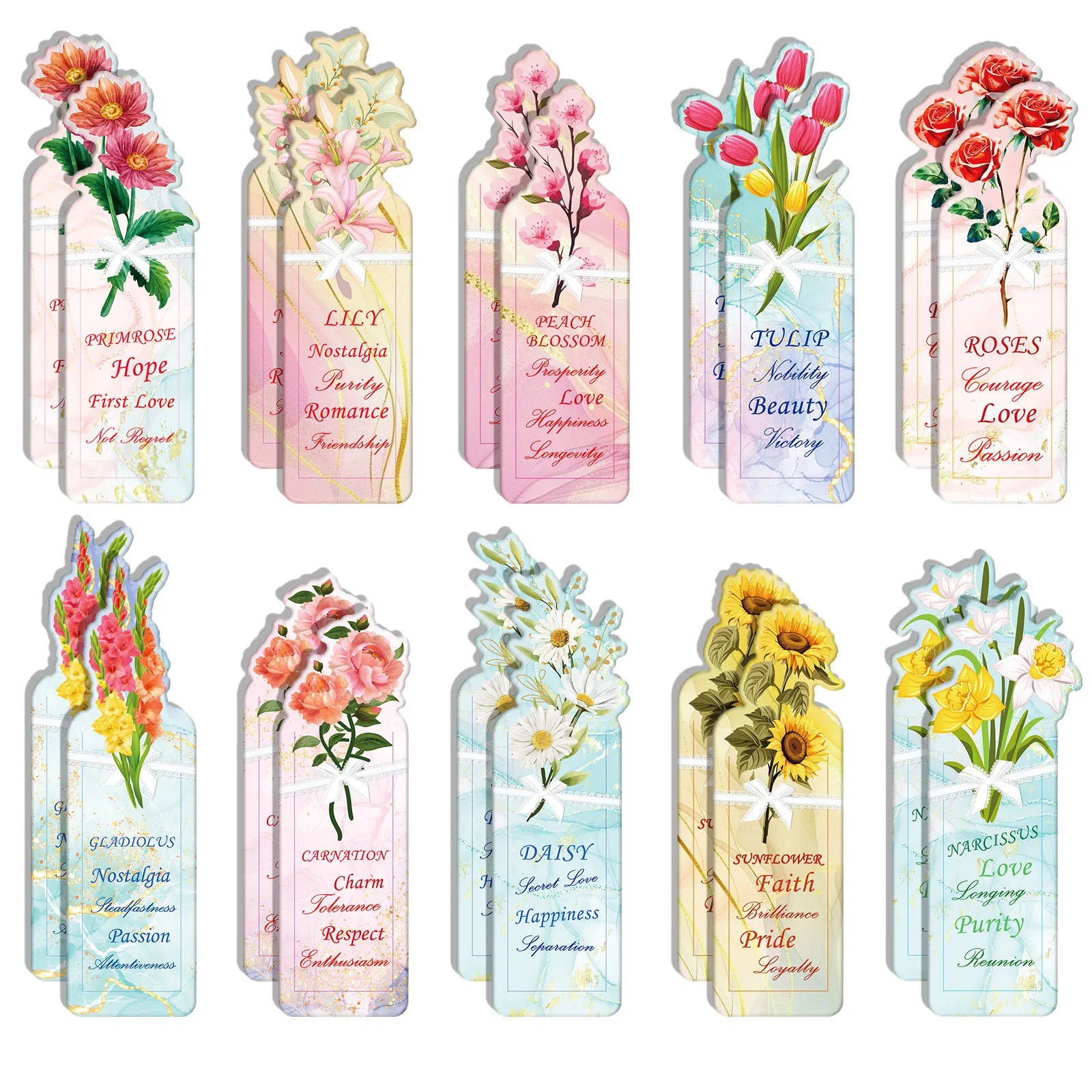 

20Pcs/Pack of Creative Paper-shaped Bookmarks Plant Flowers Student Gift Message Bookmarks for Books Kawaii Stationery