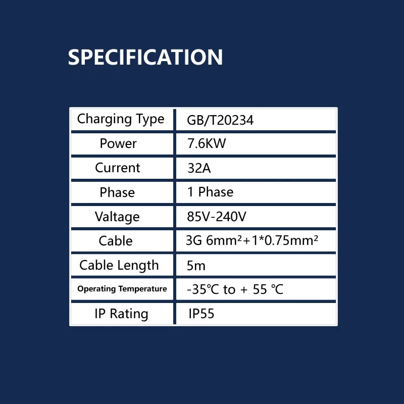 JIGU 7KW 32A gbt EV Charger Electric Vehicle Car Charging Station GB/T Charging Cable Charger For Electric Car WiFi Connection