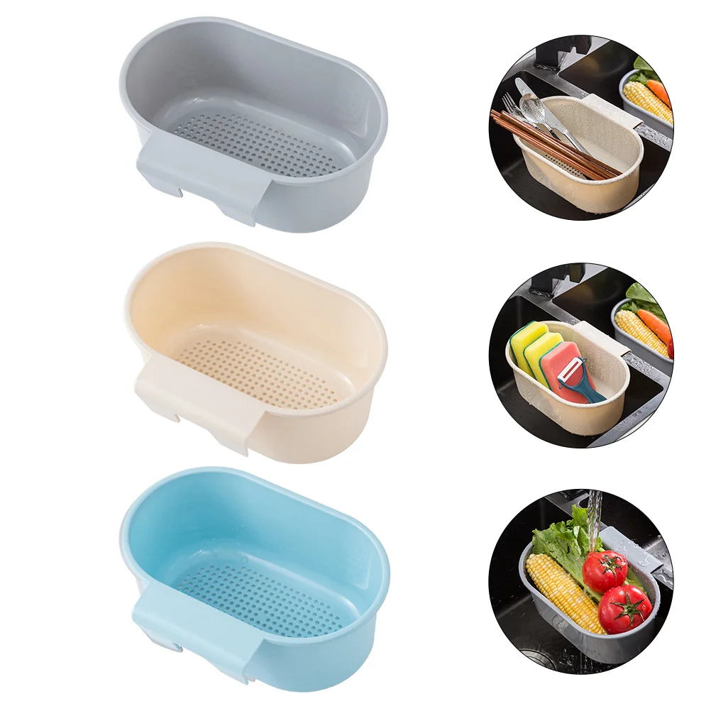 

3 Pcs Kitchen Sink Filter Drain Basket for Water Trough Storage Shelf Strainer Accessory Fruit Rack Premium Plastic Easy Clean