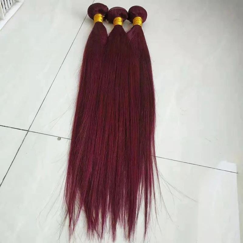 12A Grade 1/2/3PCS 99j Straight Human Hair Bundles 100g/PC Double Weft Hair Extensions Brazilian Virgin Hair Full End