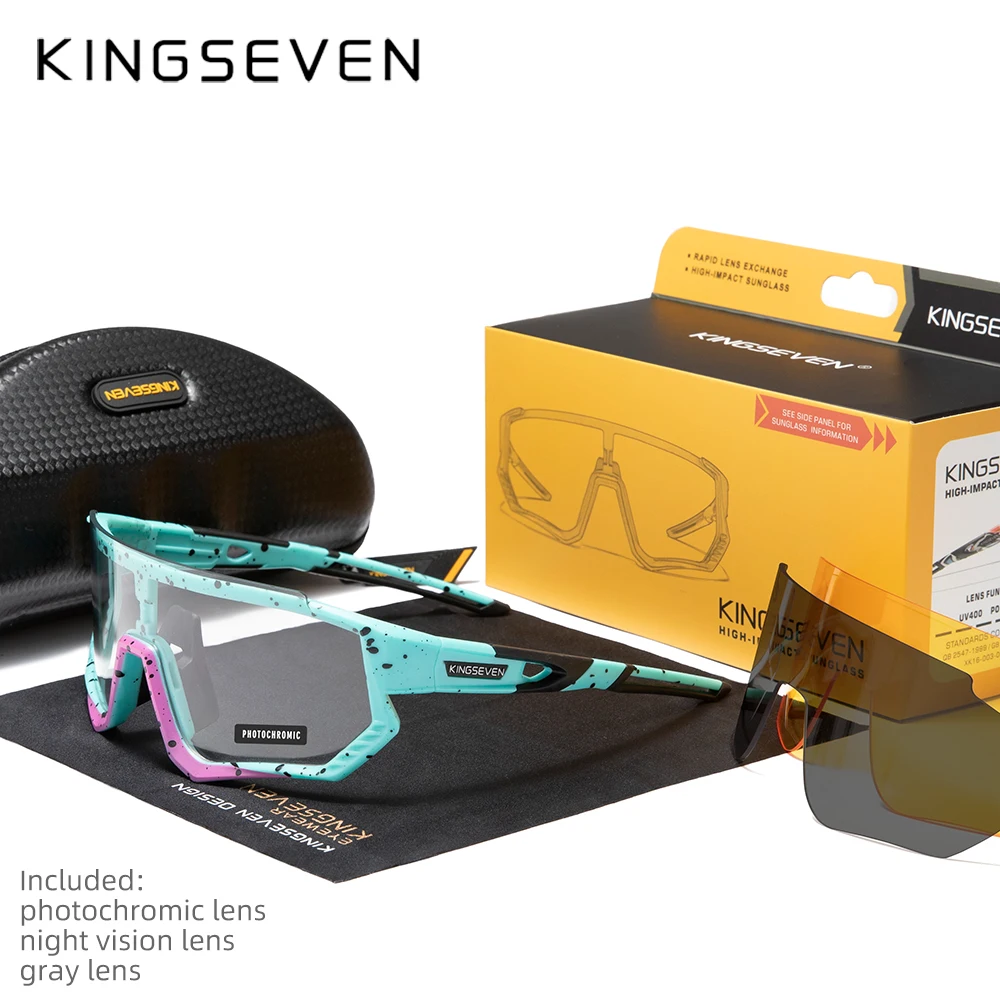 KINGSEVEN occhiali da ciclismo fotocromatici uomo polarizzati Anti-UV400 bici bicicletta Sport occhiali da sole arrampicata donna visione notturna