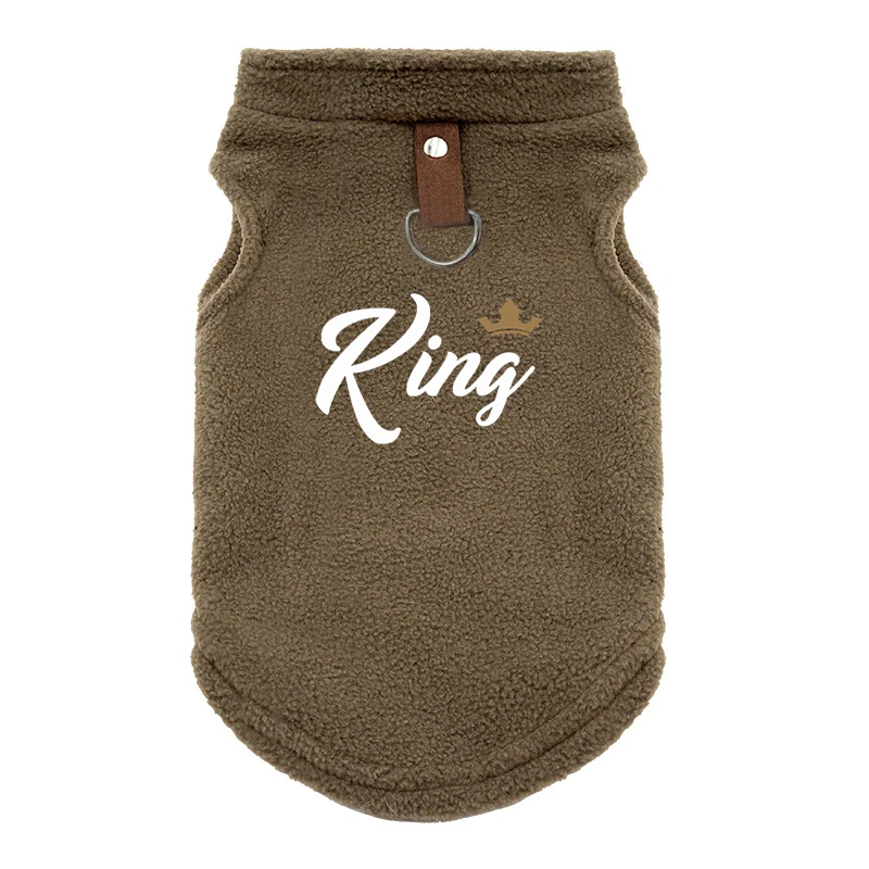 Chaleco polar para perros, ropa de invierno para perros pequeños, abrigo cálido para perros salchicha, jerséis con estampado de Bulldog medio Pitbull Maltese King