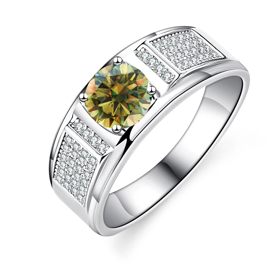 Men's 1.0 Carat Moissanite Engagement Ring, 18K White Gold