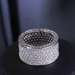 White Color Micro pave Cubic Zirconia Wide Fashion Jewelry Wholesale Rings Size 5 Circle Ring CZ Finger Rings