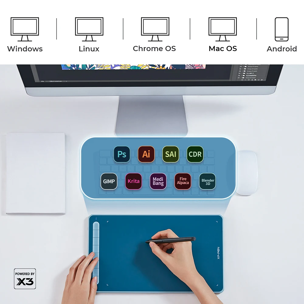 XP Pen Deco LW Bezprzewodowy 10x6 cali X3-Smart-Chip Rysik Cyfrowy Tablet Graficzny Tablet do Rysowania