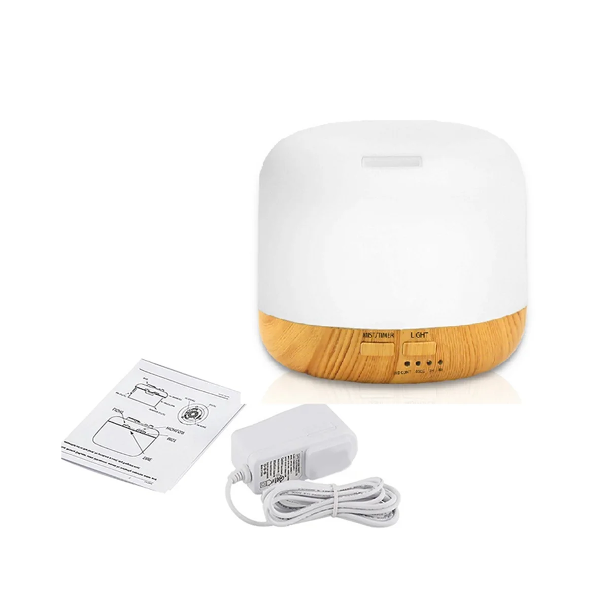 500ML Ultrasonic Air Humidifier Light Essential Oil Diffuser เครื่องฟอกอากาศ Anion Mist Maker พร้อมหลอดไฟ LED EU Plug สีขาว