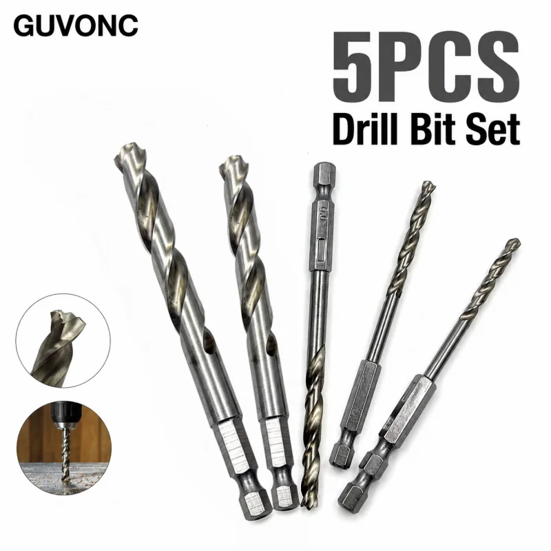 5Pcs HSS Twist Drill Bit Set 4‑10mm 1/4