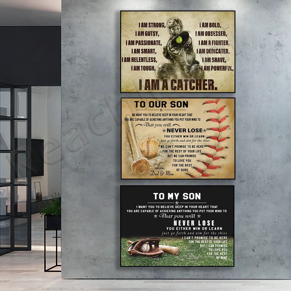 It's hard to beat someone who never gives up poster, inspirational print, baseball poster, never give up, baseball player gift
