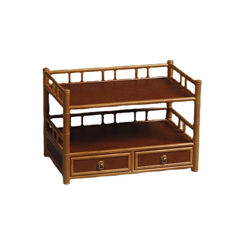 Original bamboo stick tea shed tea set teapot teacup with drawer storage display stand Duobao Pavilion Bogu frame tea set access 5
