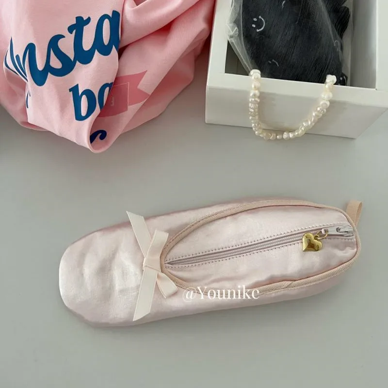 Dolce ragazza francese cuore rosa balletto scarpa Styling studente penna borsa cosmetica negozio di cancelleria portafoglio regalo squisito per le