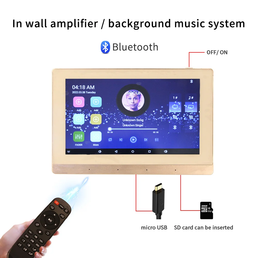 2 Zone Touch Screen Multi Room Stereo Wifi Music Blue tooth In Wall Amplifier 7