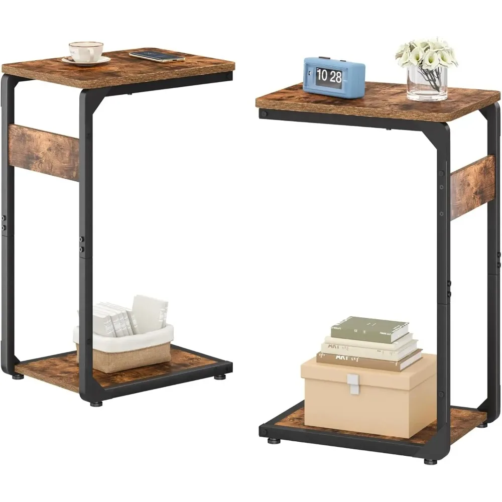 

C-Shaped End Tables, TV Trays Set of 2, Small Side Table for Couch, Sofa Table for Living Room, Bedroom, Bedside ET-YB-BR
