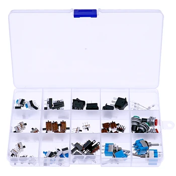 62pcs 15 ערכים של מישוש מתגים לחצן לדחוף לטבול מתג הפעלה הפעלה הפעלה הפעלה הפעלה הפעלה-off הפעלה מתג הפעלה הפעלה הפעלה-off ערכת