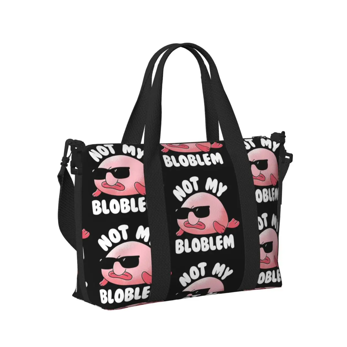 

Blobfish Not My Bloblem Not My Problem Beach Travel Bag Large Capacity Tote Bag for Gym Sport Women Shopping Duffle Shoulder Bag