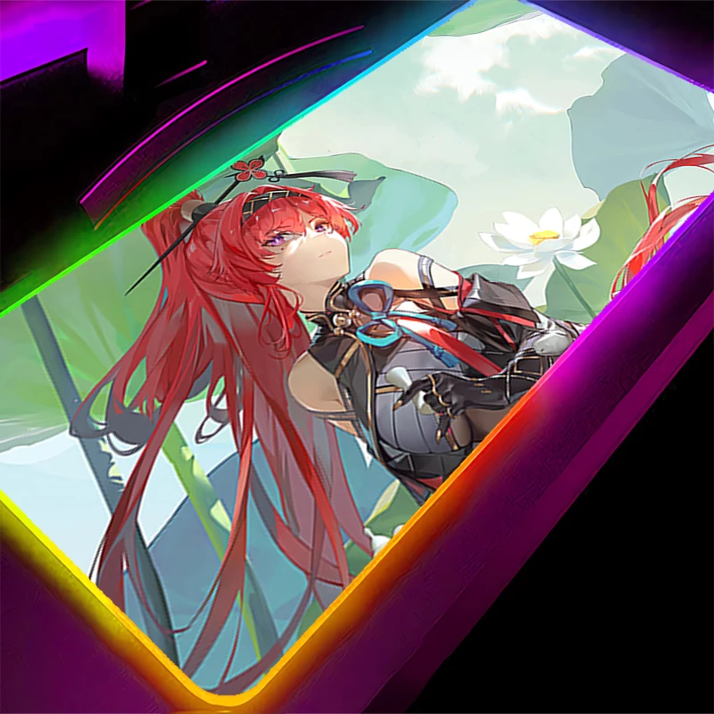 

RGB LED Mouse Pad Laptop Keyboard Pad Non-Slip Anime Gaming Mat PC Accessories Mousepad W-wuthering Waves Yinlin Rubber Desk Mat