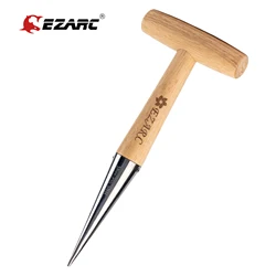 EZARC Garden Hole Punch Dibber for Planting Seeds 10.5-Inch Stainless Steel Hand Sow Dibber with Wooden Handle