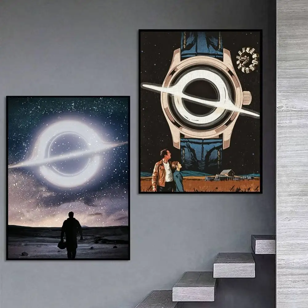 Black Hole I-Interstellar-S Movie Poster Self-adhesive Art Waterproof Paper Sticker Coffee House Bar Room Wall Decor