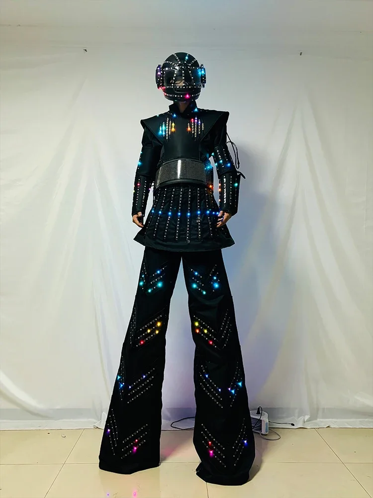 زي روبوت ووكر LED للسيدات، لون رقمي وجهاز تحكم عن بعد Kryoman، بدلة أداء المسرح للملهى الليلي DJ