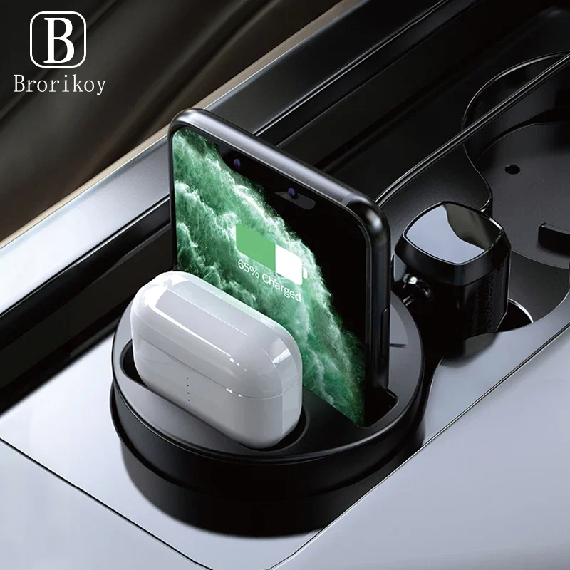 Car Wireless Charger Cup for iPhone 15 14 13 12 8 SE2020 Airpods 2 Pro Wireless Car Chargers Cup for Samsung S21 S20 Note 10Plus