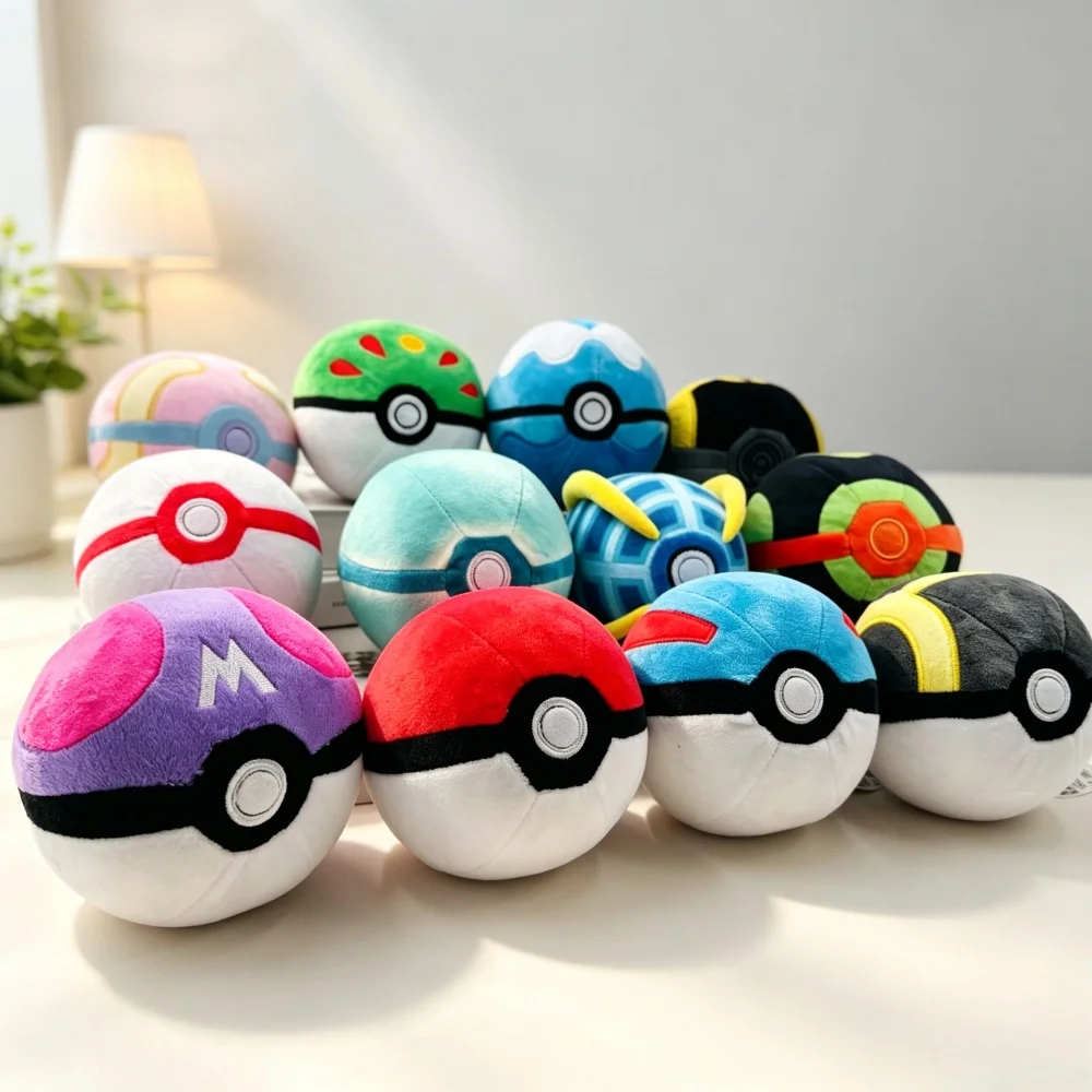 Peluches de Pokémon: Master Ball, Great Ball, Ultra Ball, Animales de Peluche Suaves, Colgante de Mochila de Dibujos Animados, Juguete Decorativo, Regalo de Cumpleaños